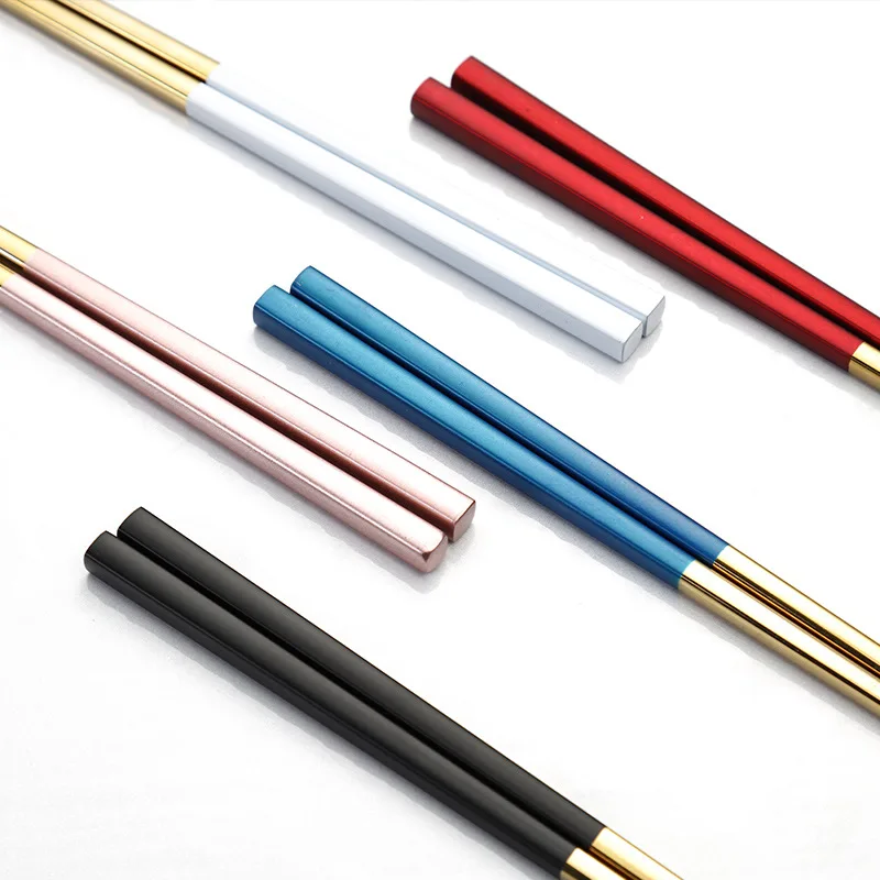 

Lazada Low MOQ 304 stainless steel chopsticks with laser logo Korean chopsticks, Silver