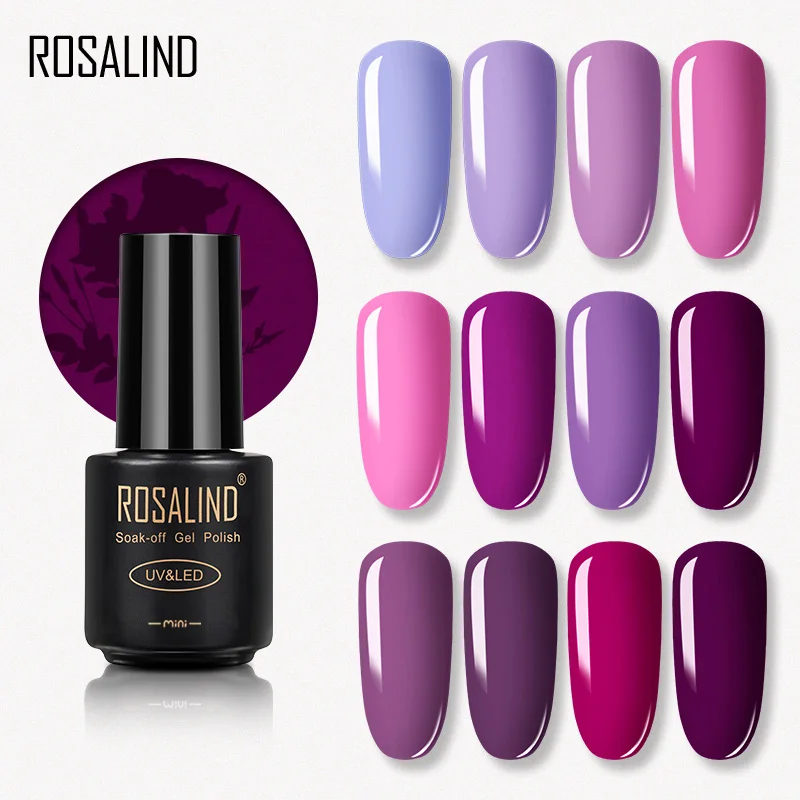 

Rosalind professional private label nails art violet gel varnish oem long lasting soak off uv purple colors gel polish