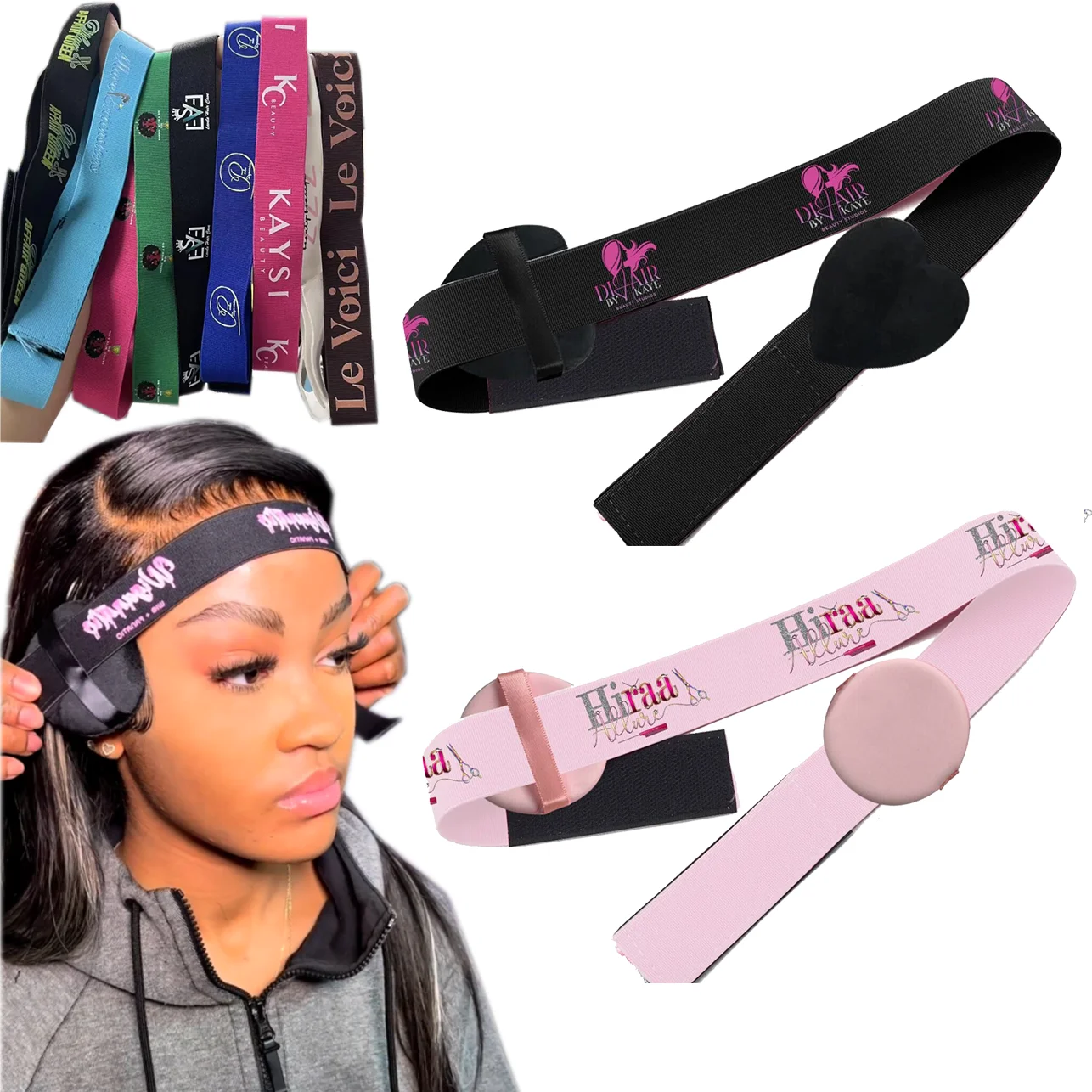 

meltband hair lace bands with logo edge band designer elastic headband wraps