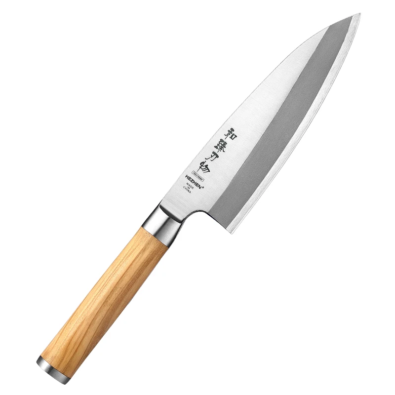 

New Arrivals 180mm Olive Wood Handle Fish Filleting Japanese Knives Kitchen Super Sharp Deba Knife with Wooden Sheath