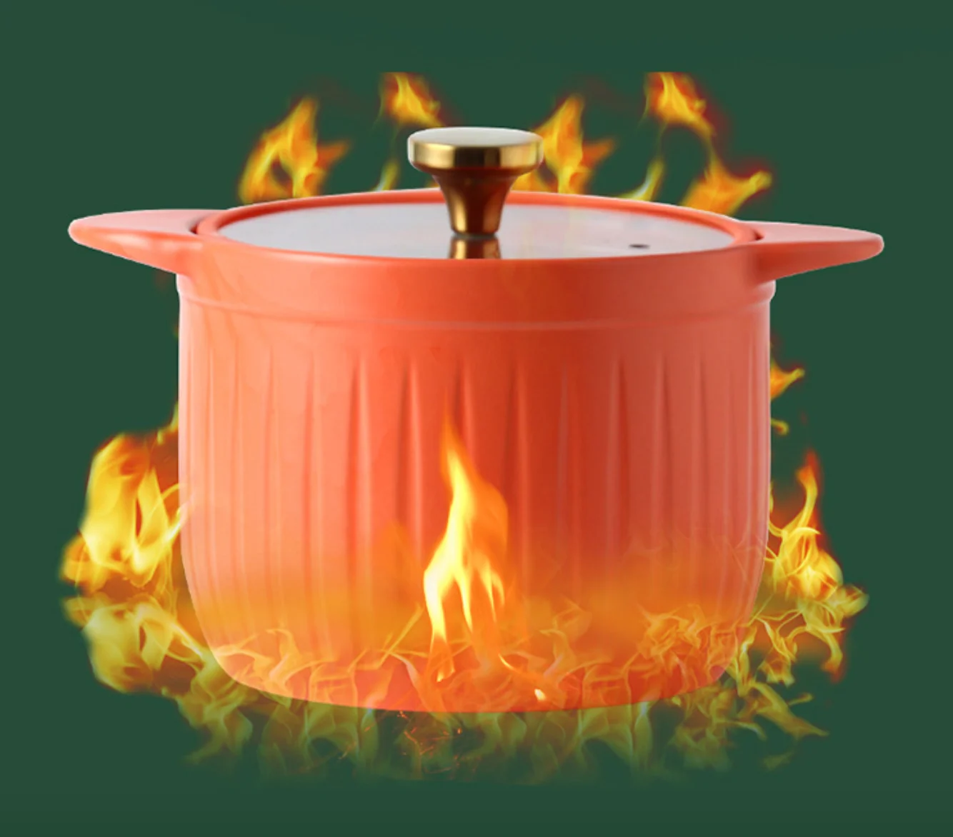 

Nordic style factory direct sale round casserole ceramic buffet soup pot set cookware, Orange/green