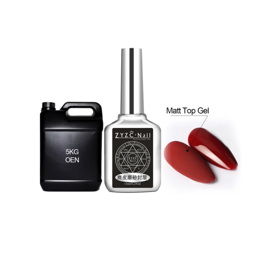 

Hot sale nail gel polish matte top coat 15ml Soak off UV LED non-wipe matte top coat gel, Transparent