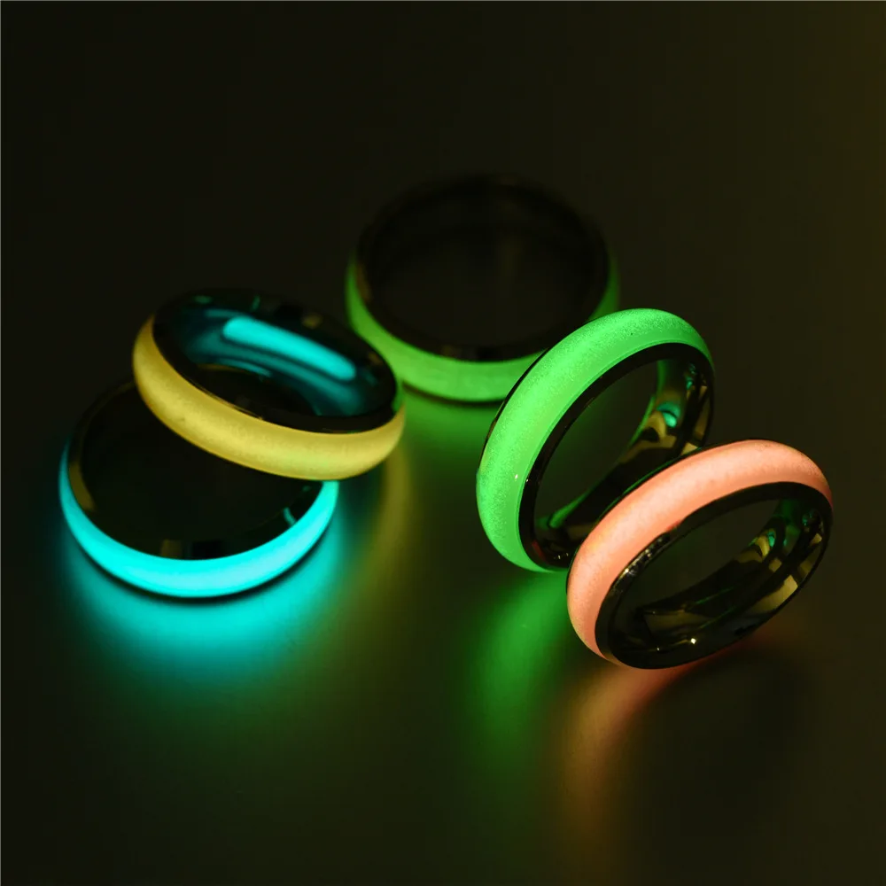 

Wholesale Smooth Surface Fluorescence Ring Glow Light Luminous Ring Stainless Steel Ring