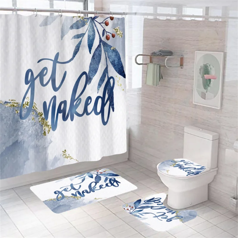 

i@home ready made fashionably 3d modern blue geometric shower curtain