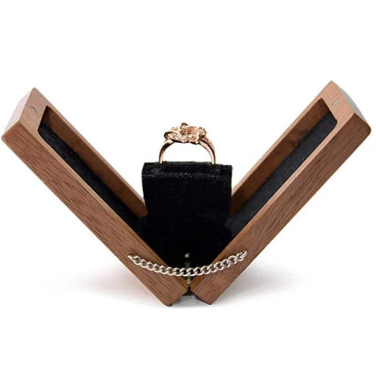 Hoge kwaliteit engagement platte voorstel massief houten ontwerp antieke ring box