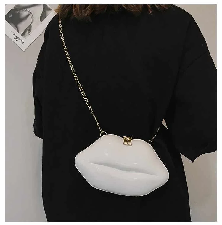 

Women's Crossbody Mini Messenger Bag Fashion Lips Pu Ladies Day Clutch Bag Chain Purse Shoulder Bag Handbag, 6 colors