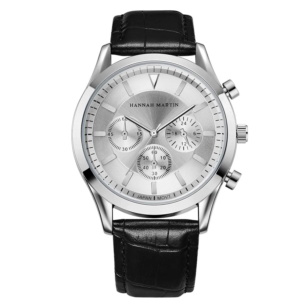 

2021Best Luxury Simple High Quality Japanese Movement Waterproof Mens Quartz Wrist Watches Black Leather Strap Man Watch Reloj, 4 colors