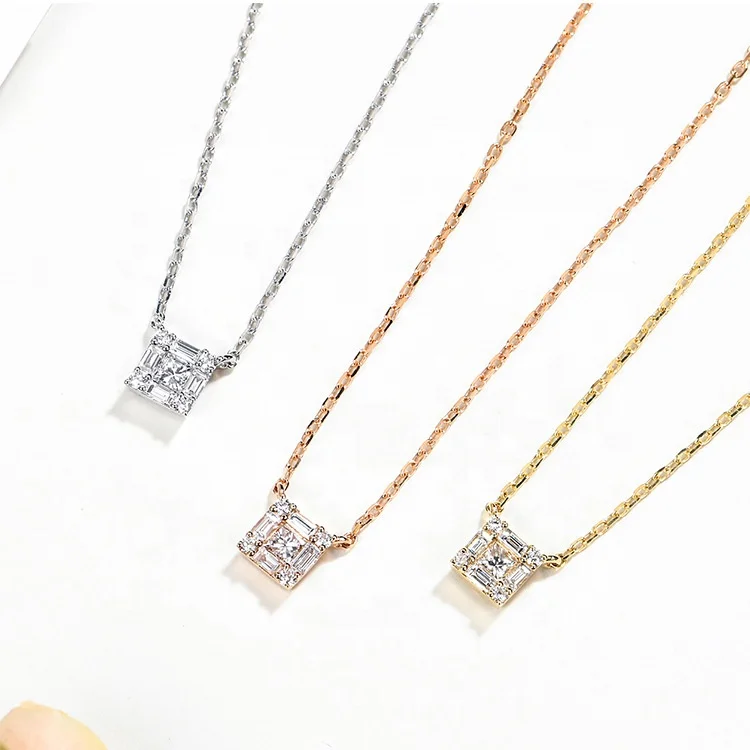 

Square Zircon Pendant Necklace For Women Fashion Gold Chain Necklace In Jewelry Luxury Choker Personalise Necklaces Gift