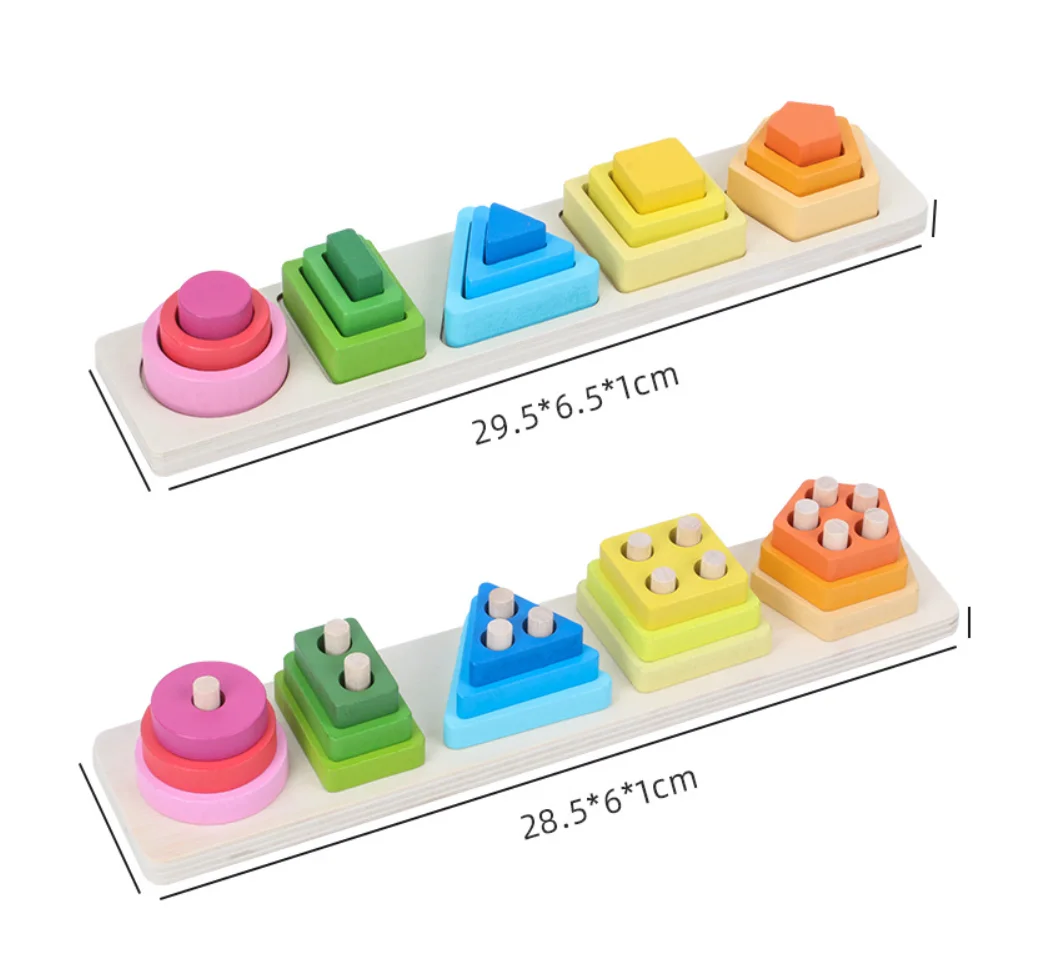 

wooden building blocks for children threading puzzle block building