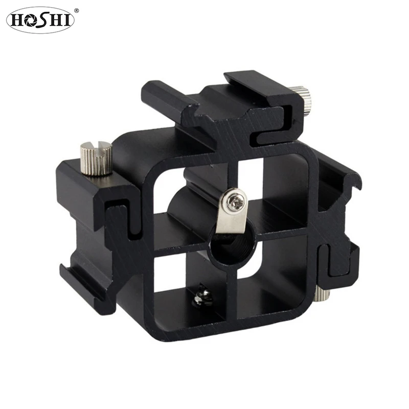 

HOSHI 3 in 1 Triple Hot Shoe Tri-Hot Shoe Mount Adapter for Flash Holder Bracket Light Stand Umbrella Holder Bracket, Black