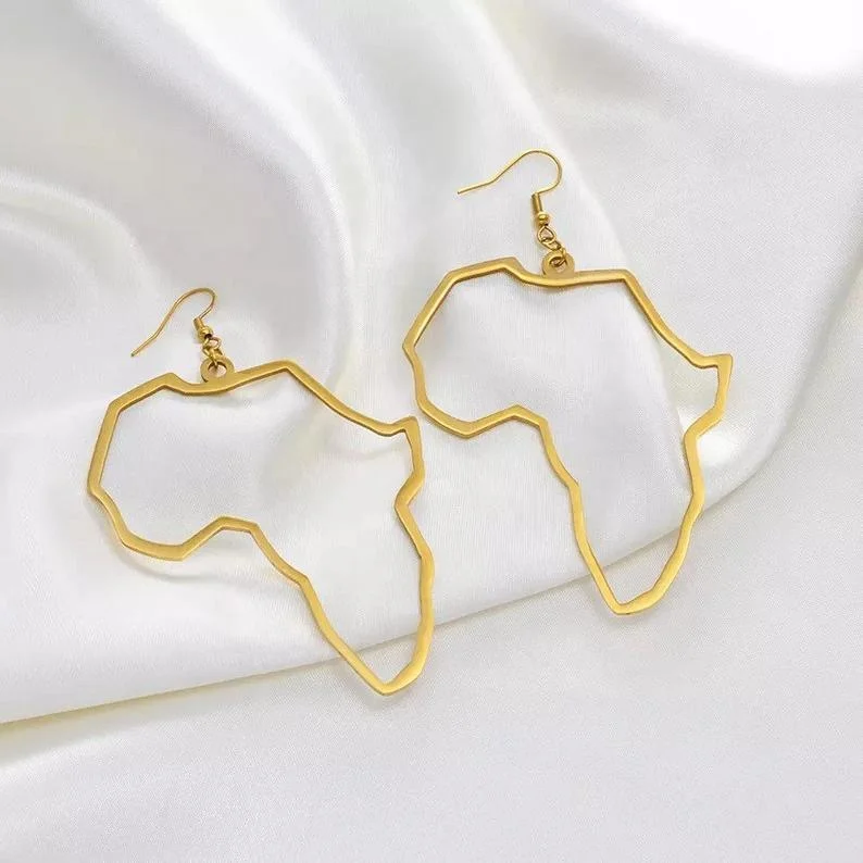 

Creative Gold silver Map of Africa alloy earrings fashion women jewelry gifts wholesale