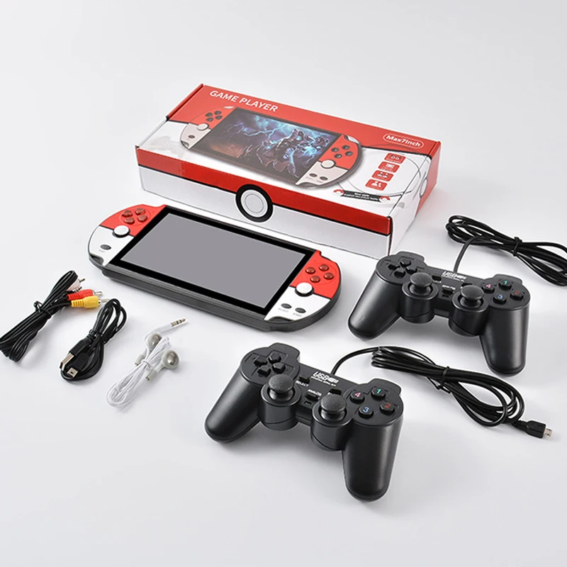 

Fairies Konsole Retro Classic Game Console 7.1 Inch Super Mini Consle Screen Handheld Game Player With Wired Controller, White, red