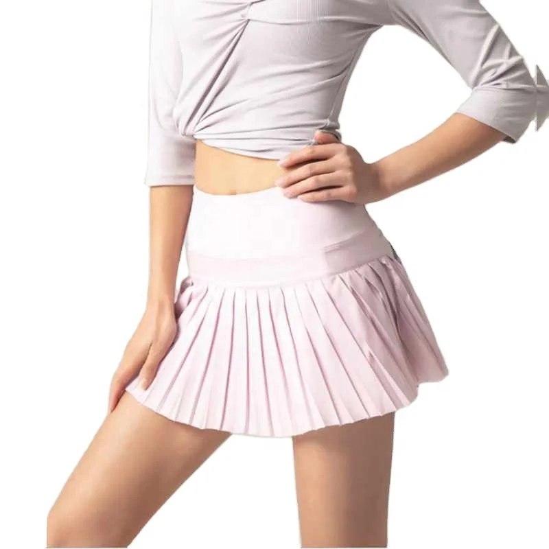 

OEM 2021 Women's Basic Stretchy Pleated Athletic Skirt Tennis Quick Dry Girls Active Skort with Shorts Inner