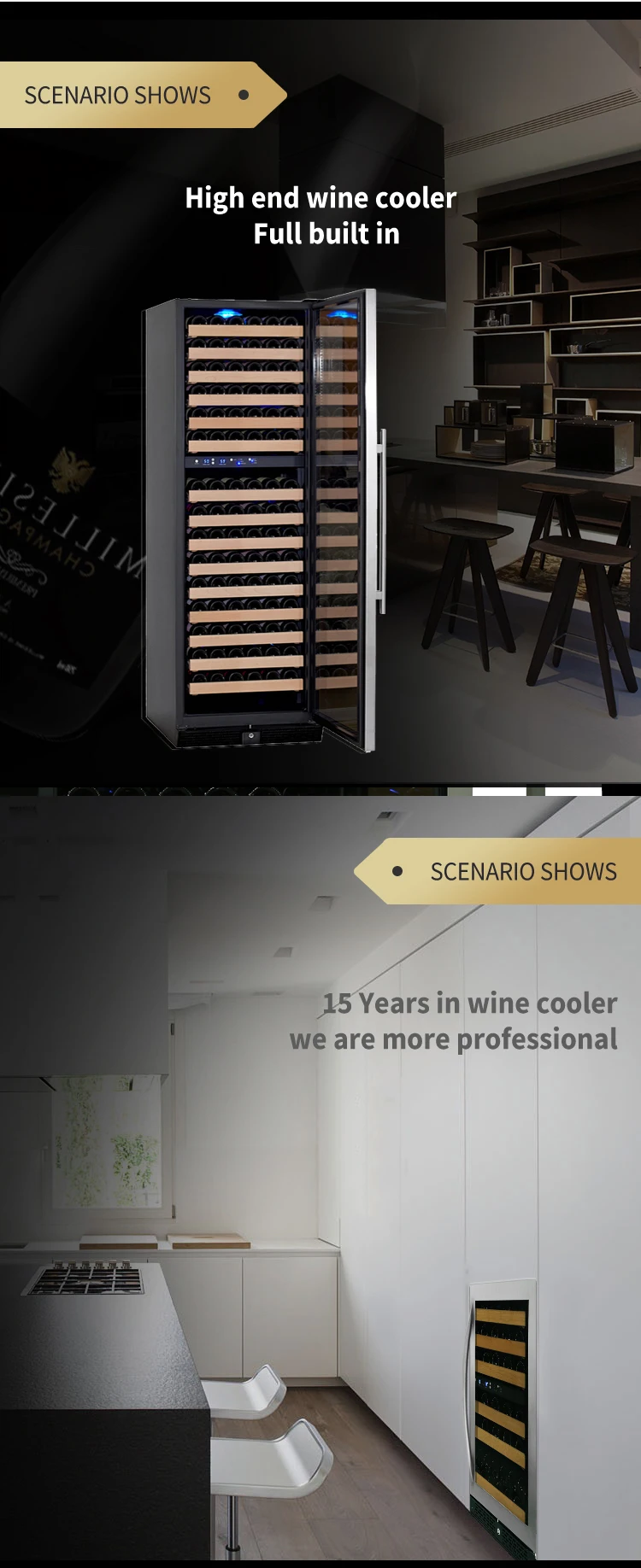  stainless steel dual zone wine fridge for sale kitchen