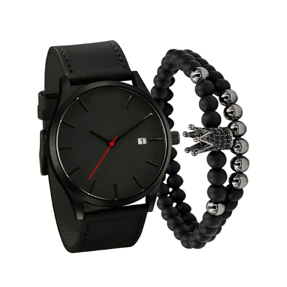 

6212 Dropshipping Mens Watch Personalized Leather Watch For Him Gift Watch With bracelet, 3 style