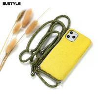 

2020 earth ecofriendly 100% fully biodegradable recyclable crossbody anti-fall phone cover case for iPhone 11 pro with lanyard