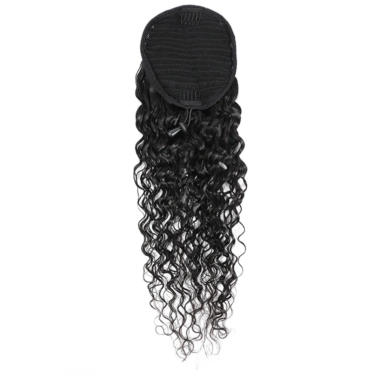 

Natural Wrap Around Drawstring Ponytail 100% Virgin Human Hair Water Wave, Remy Brazilian Human Hair Ponytails