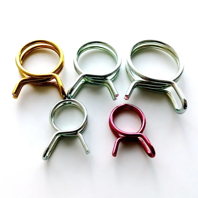 
Colorful Zinc plated double wire spring band type tubing clip pipe hose clamp 