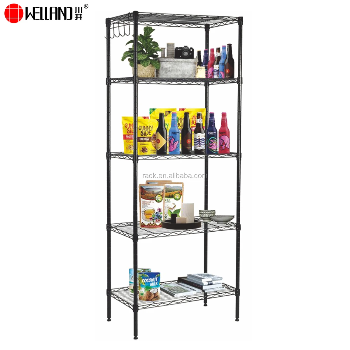 Living Room 5 Tiers Adjustable Shelf Height Black Storage Shelves Buy