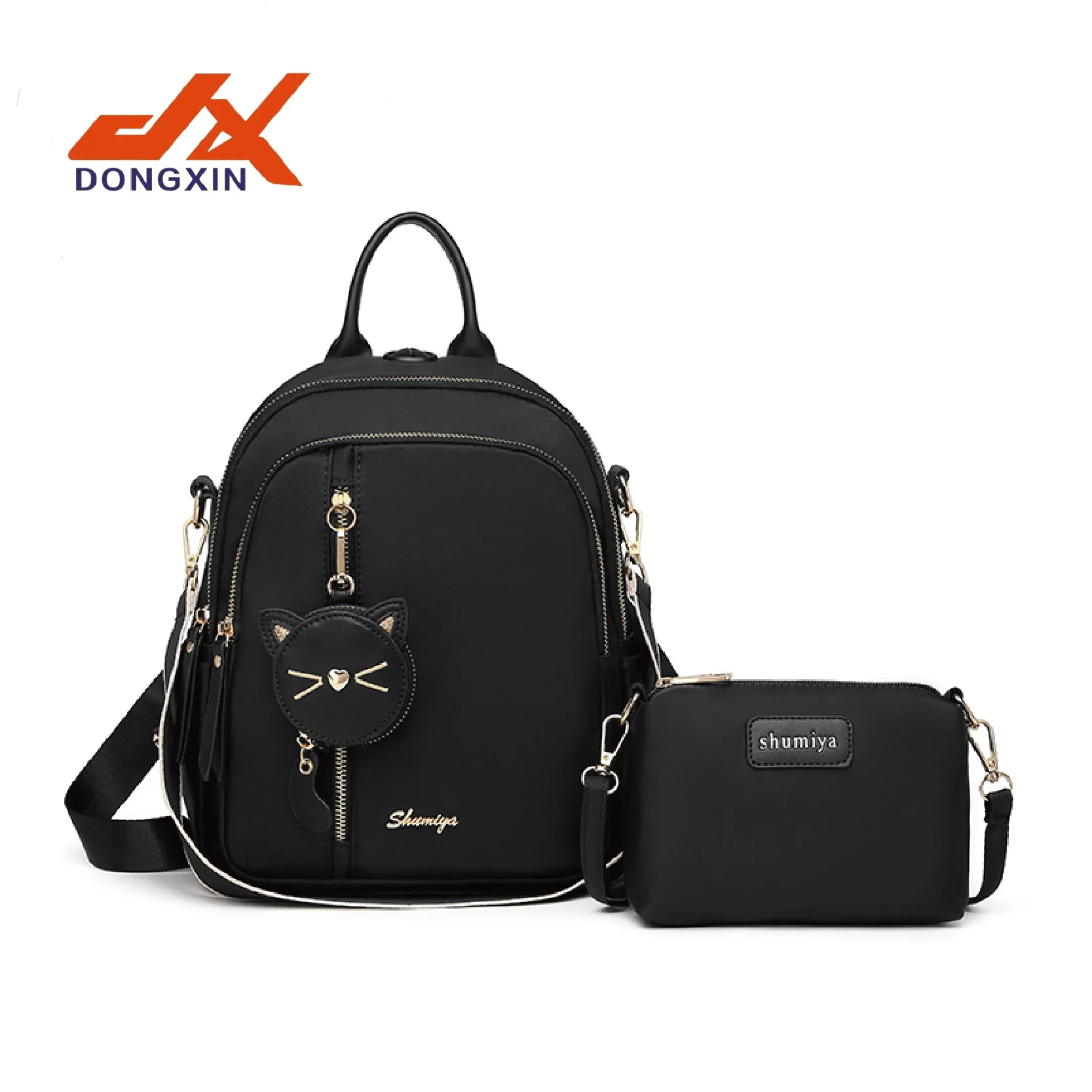 

New Arrival factory pendant custom logo waterproof nylon designer woman bagpack 3pcs set casual ladies backpacks, Customized color