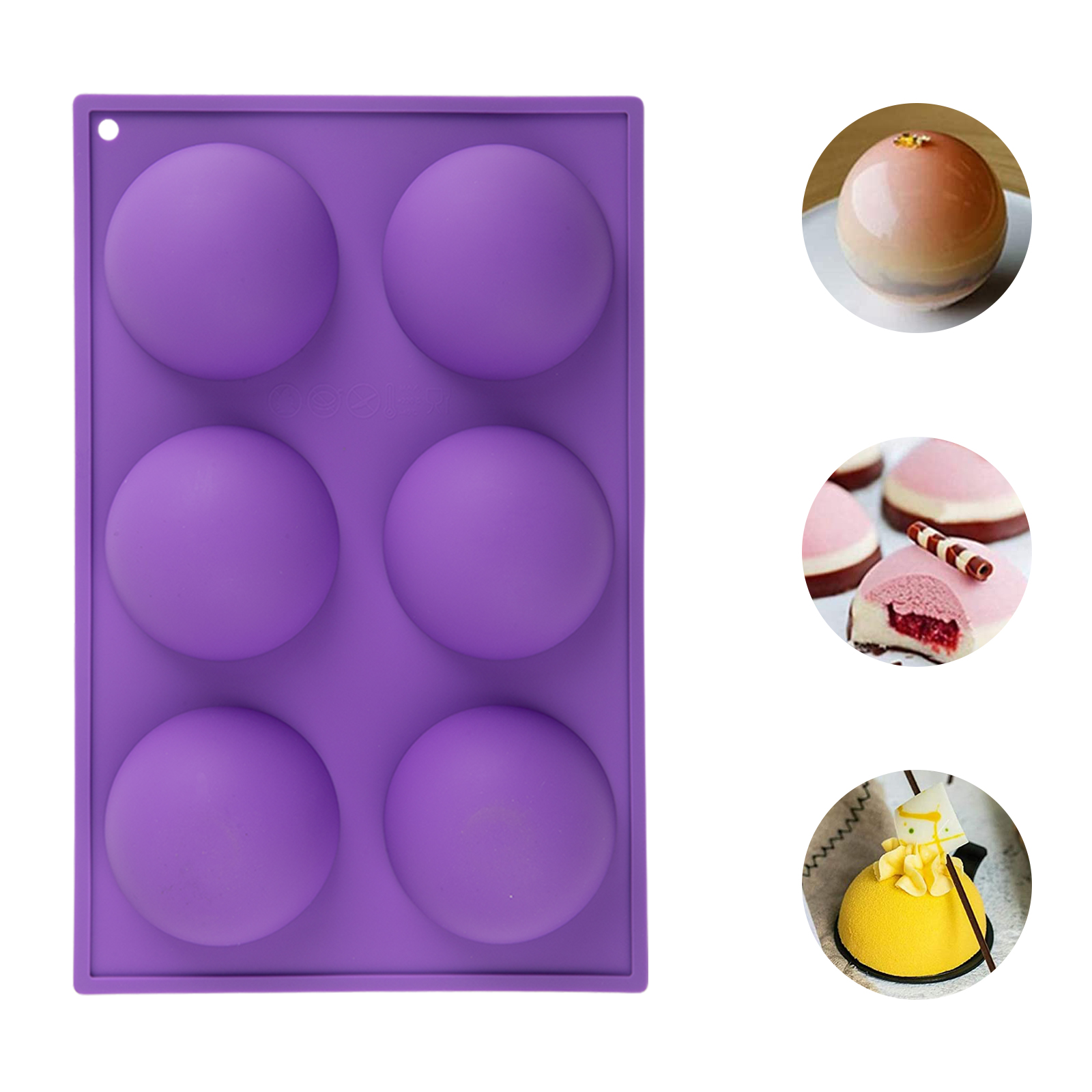 

Silicone Semi Sphere mold large for hot chocolate bombs 1 inch 6 cake silicone molds for baking, Multi colors