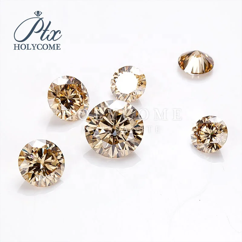 

Wholesale yellow moissanite Champagne color 11mm round cut loose moissanite diamond gemstone jewelry