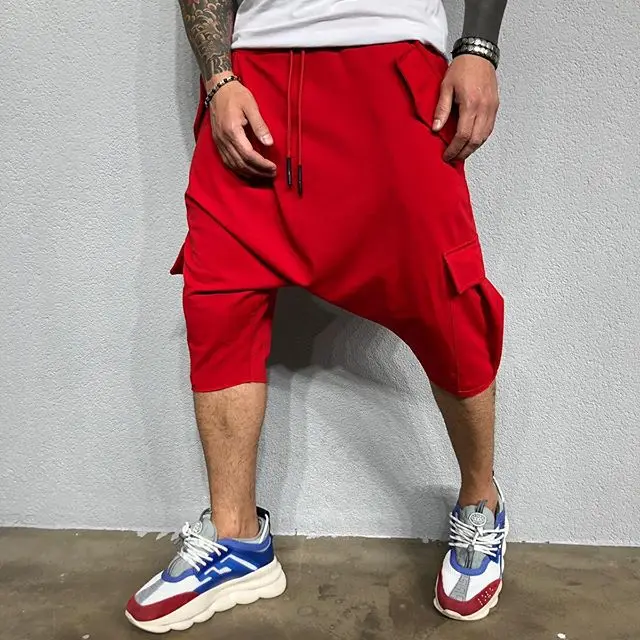 

Hip Hop Mens Shorts Breathable Casual Drawstring Streetwear Loose Shorts For Men