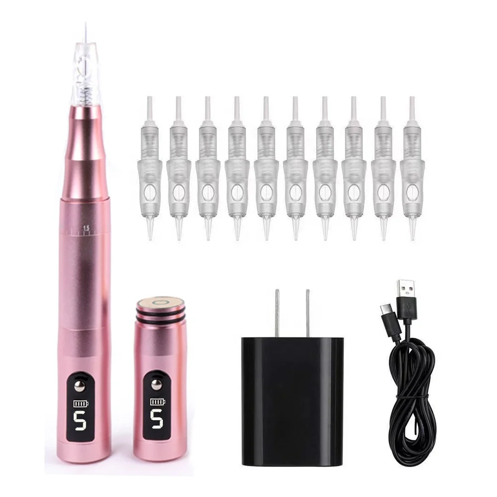 

Hot Sell Wireless 5 Speed Battery Rotary PMU Semi Microblading kit Permanent Makeup Tattoo Machine for Eyebrow Eyeliner Lips, Picture color