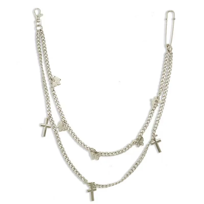

Punk Hiphop style Cross butterfly mixed bodychain for unisex, 18k gold