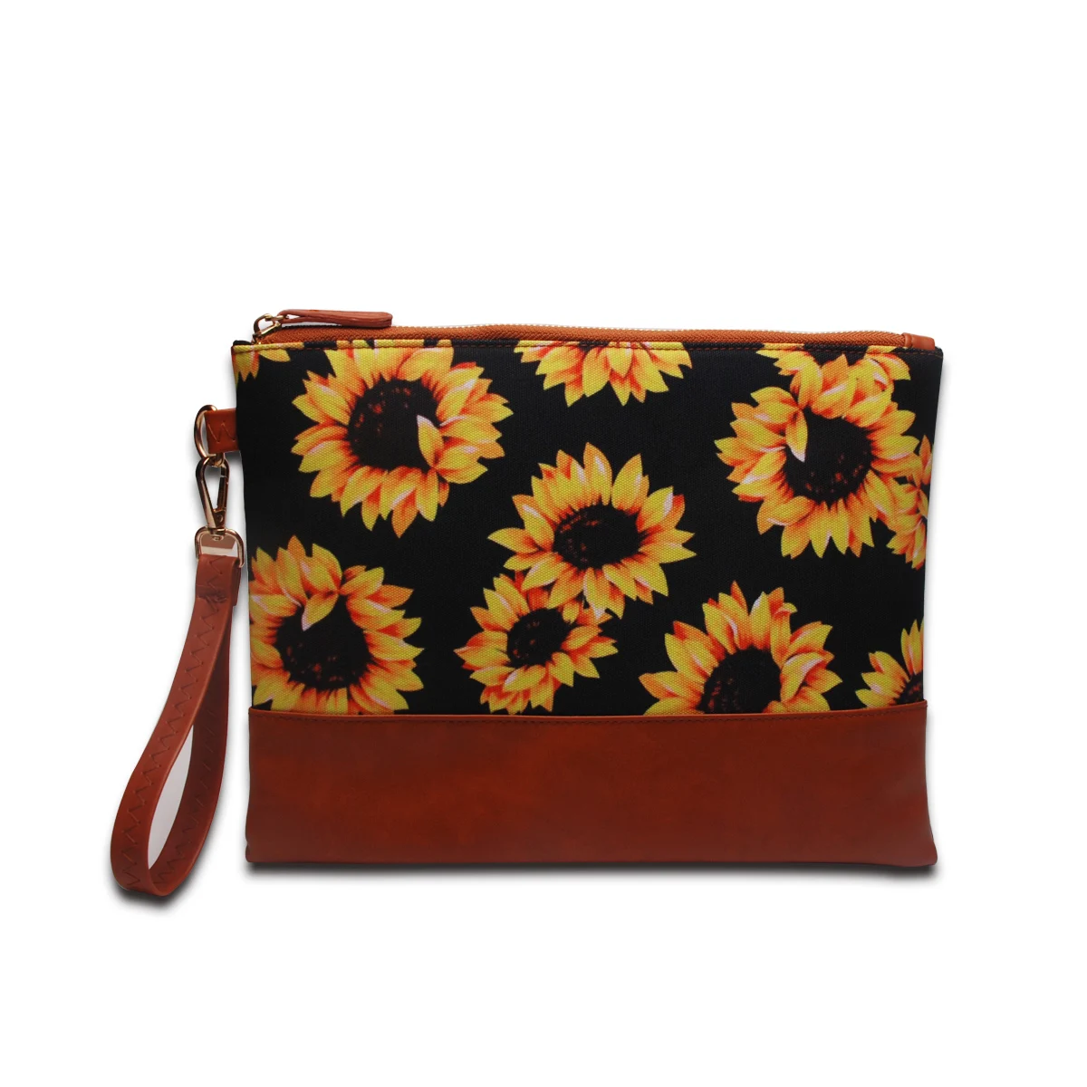 

Women Canvas Cosmetic Black Sunflowers Clutch With Dependable Zipper DOM113-1616