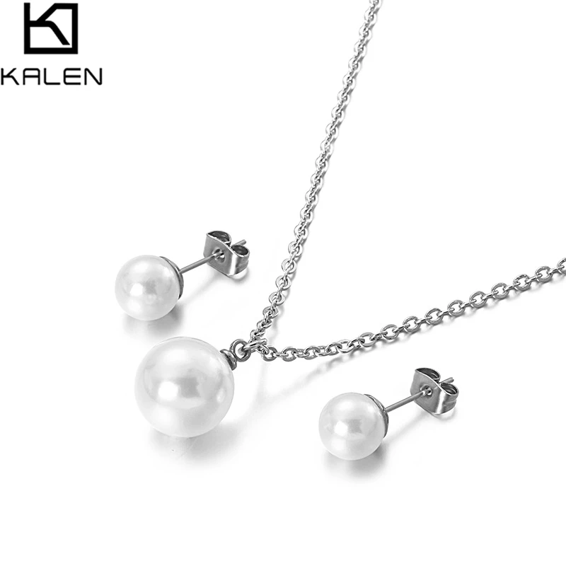 

Wholesale Stainless Steel Pearl Jewelry Set Necklace and Earring Sets