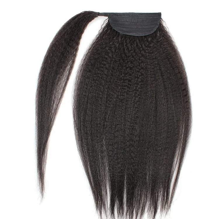 

kinky straight human hair extensions wrap ponytail