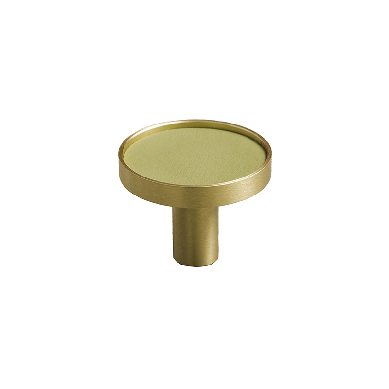 

Brass Leather Furniture Handles Light Luxury Round Handles And Knobs For Cupboard Wardrobe Dresser Shoe Box C-3031, As shown