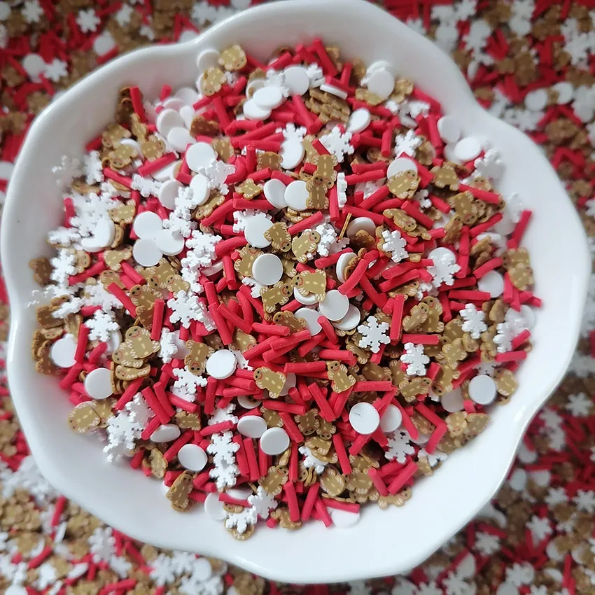 1000g DIY Craft Slime Sprinkles Nail Art Christmas Gingerbread Man Snowflake Mix Polymer Clay Sprinkles Slices