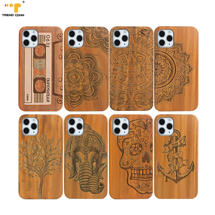 

Recycled Natural Bamboo Phone Cover Engraving Logo Wooden Smartphone Case For iPhone 12