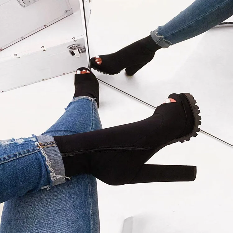 

High quality customized size open toes sexy heels tube boots women high heel boots women