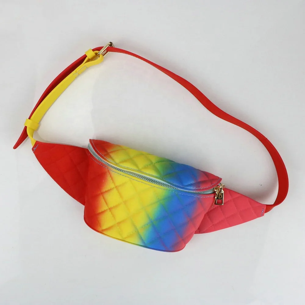 

Factory hot sale custom durable waterproof rainbow purse bag crossbody pvc jelly waist bag fashion outdoor fanny pack, 19color options