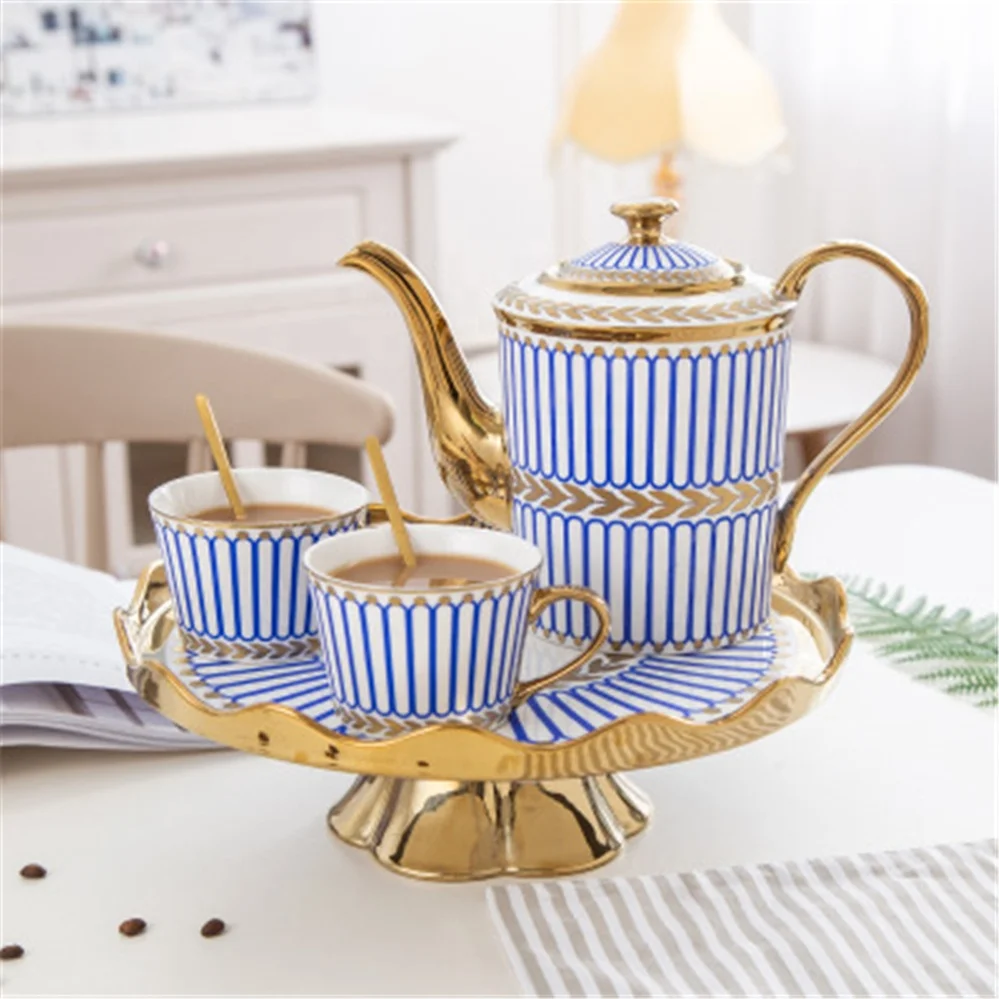 

European Rotary Tea Set Ceramic English Afternoon Tea Coffee Cup Household Teapot Complete Set of Luxury, Accept customized