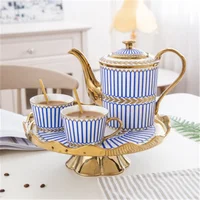 

European Rotary Tea Set Ceramic English Afternoon Tea Coffee Cup Household Teapot Complete Set of Luxury