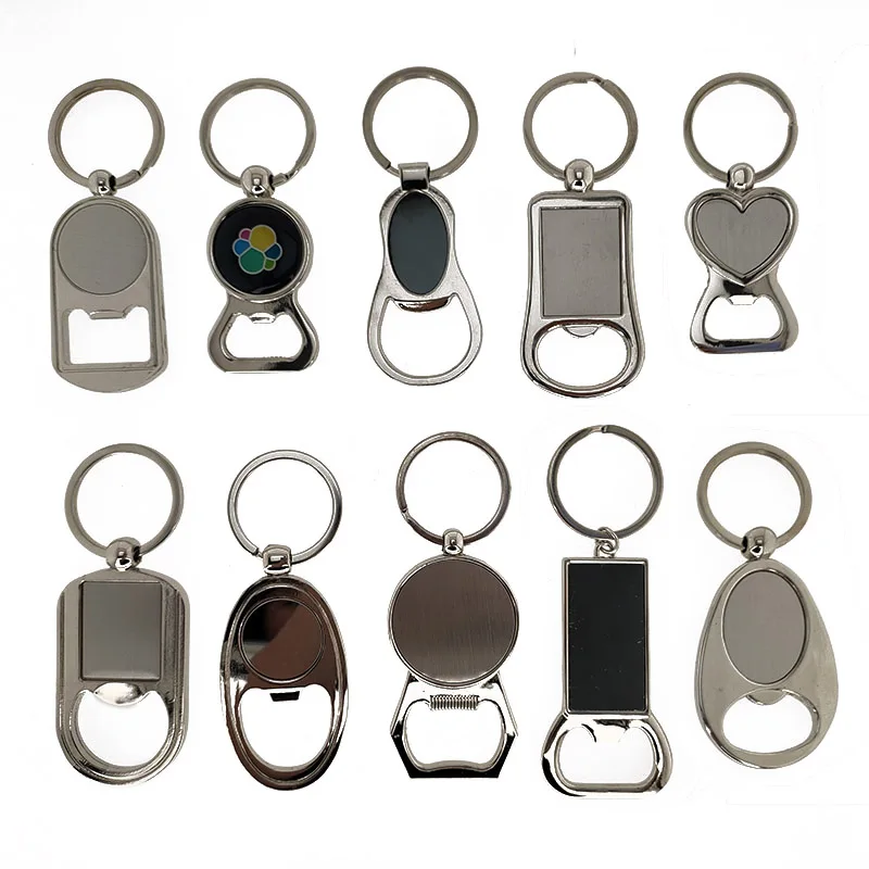 

Wholesale Customized Logo Bulk Bottle Opener Metal Keychain Bottle Opener, Imitation rhodium , silver