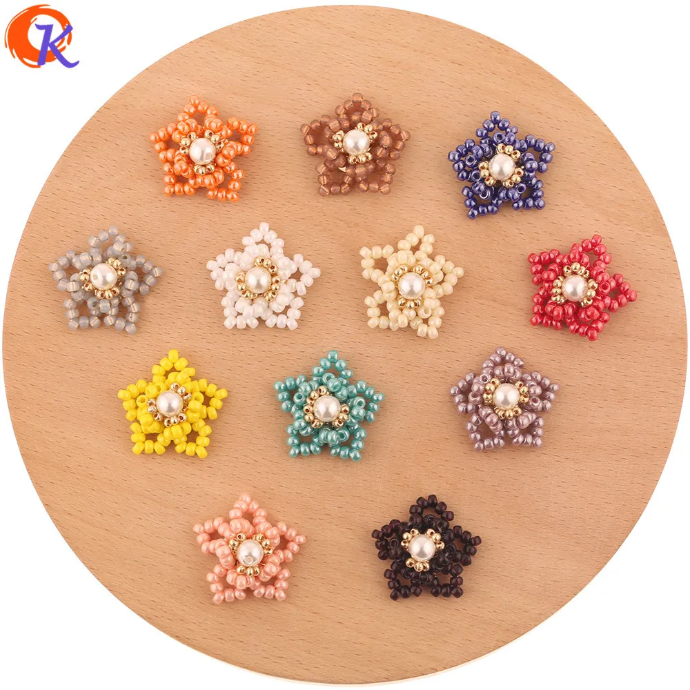 

Jewelry Accessories Cordial Design 20Pcs 24*24MM Jewelry Accessories Hand Made Seed Bead Charms Star Shape Earring Findings DIY