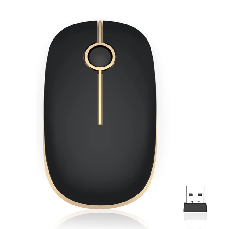 

2.4G Plug and Play Wireless Mice Computer Portable Wireless Optical Mouse, Black gold