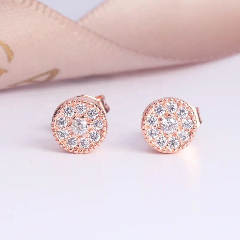 

Stud Earrings Zircon Rose Gold Fashion Earring for Women Shape Simple Wedding Party Gift Lady Jewelry Earring
