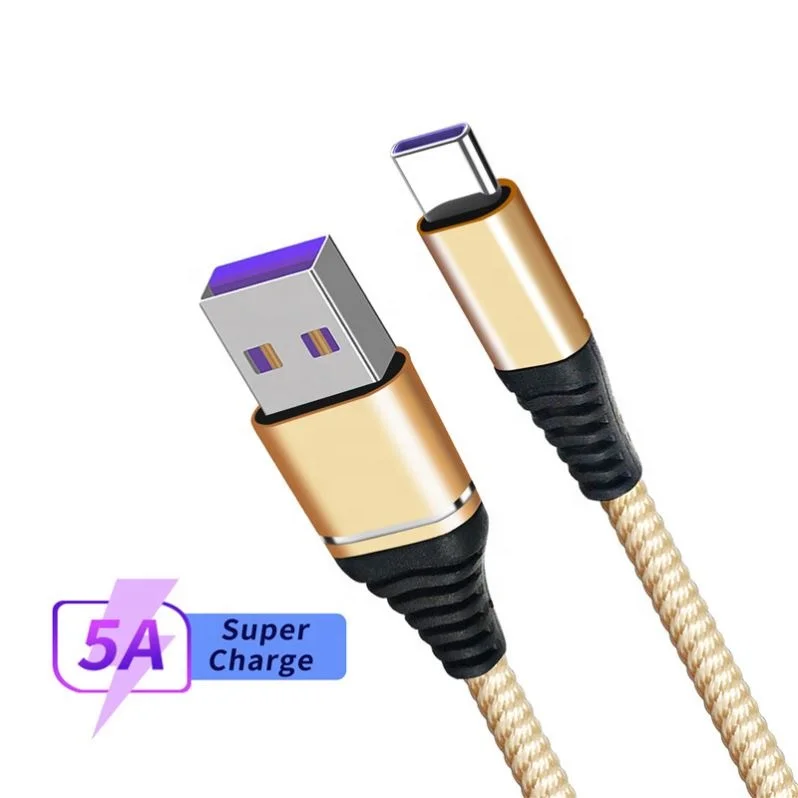 

OEM High Speed Aluminum Alloy 4.5Mm 5A Data Transfer Fast Charging Type C Usb Cable, Black/gold/red