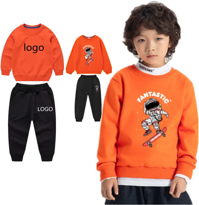 

Custom Brand Boy Hoodies Sets Children Cotton Clothing Kids Sweatsuit Kids Winter Fall Embroidery Custom Hoodies, 1-12