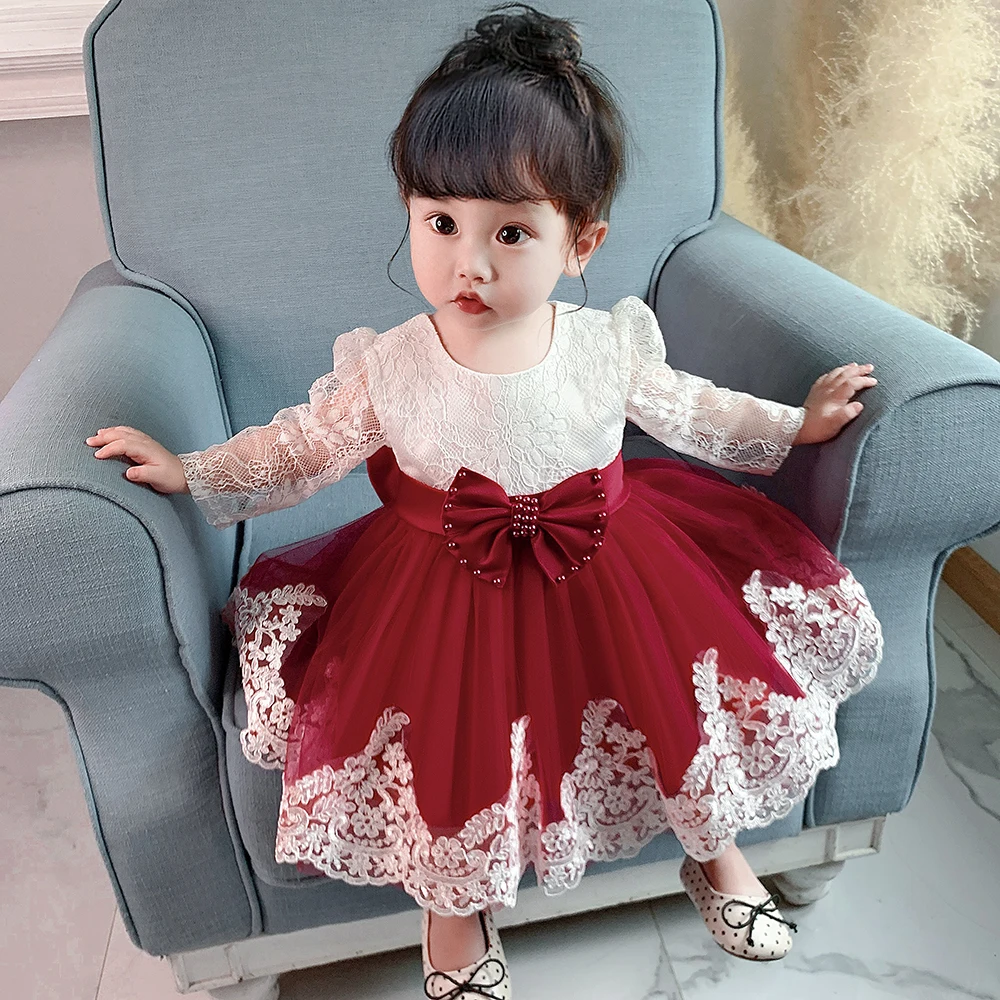 

MQATZ New Net Frock Designs Girls' Clothing Newborn Baby Party Dress For Children, Pink,white,peach,green,blue,red