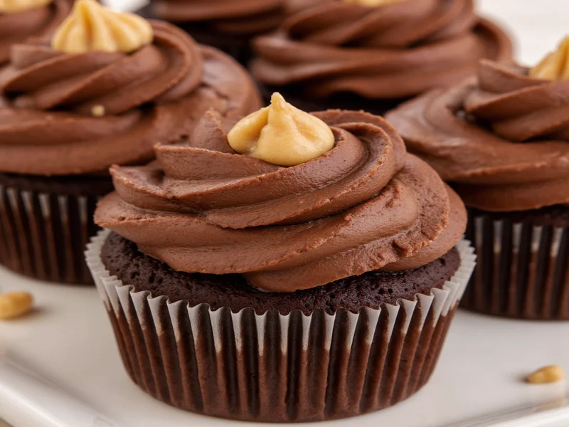 Chocolate cupcakes with peanut butter filling