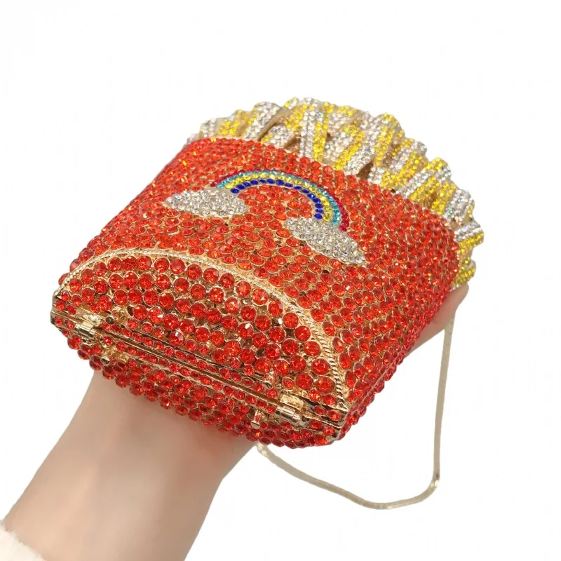 Wedding Party Diamond Clutch Women Evening Bag Handbag Luxury Bling Crystal Rhinestone French