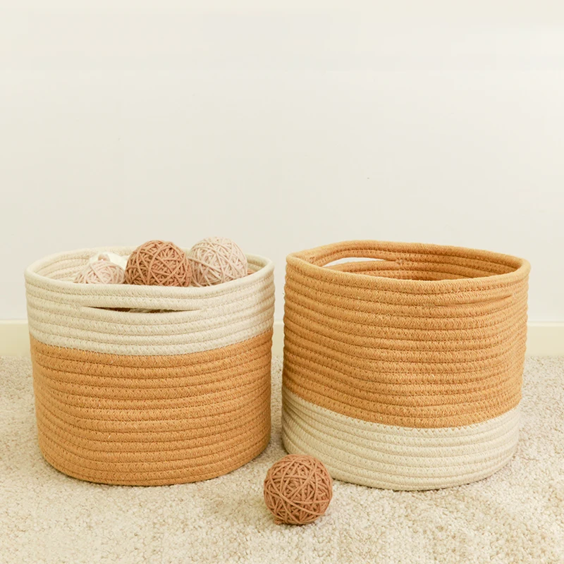

Small Storage Basket Cotton Rope Basket Closet Storage Bins Desk Basket Organizer Baby Nursery Toy Organizer, Customized