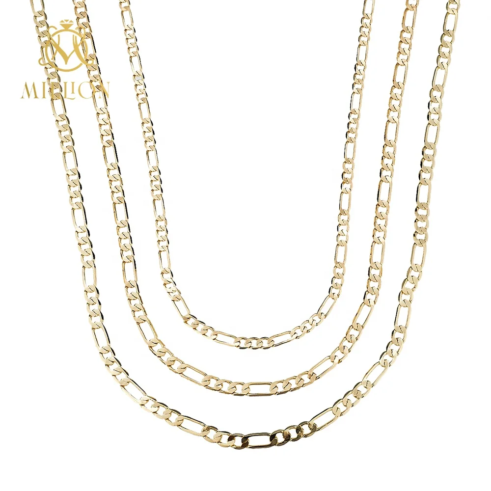 

LT130 Cuban chain cut Figaro chain link custom 3 mm 4 mm 5 mm 6 mm 7 mm 18k solid gold necklace